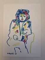 Walter Ropélé Original Buntstift/Papier 20x15cm handsign.