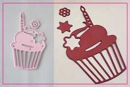 Cupcake mit Kerze und Deko - Stanzschablonen