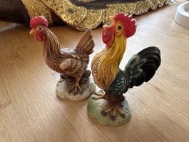 Keramik Hahn und Henne Figur Set Atelier guter Zustand