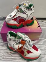 Plateau Sneakers, rot/ weiss Sohle grün, Gr. 37 Neu