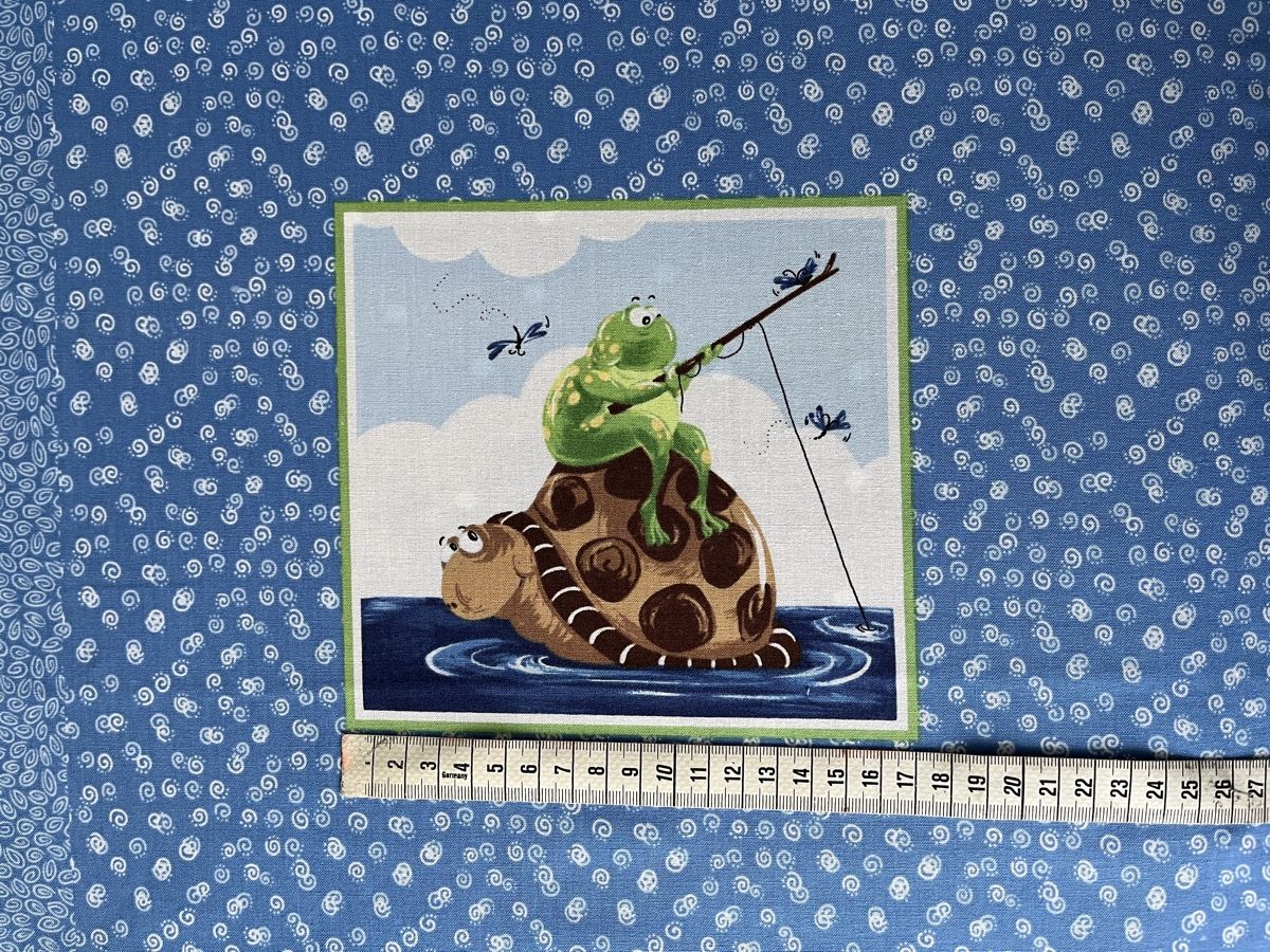 Tessuti: Patchwork Stoff Panel mit Schildkröte und Frosch – Nuovo (secondo la descrizione) da Seuzach venduto da KreativmitStoff 1