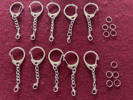 10x Schlüsselanhänger Anhänger mit Karabiner - Neu