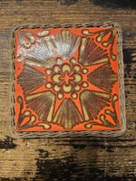 Vintage Pfannenuntersetzer mit geflochtenem Rand 