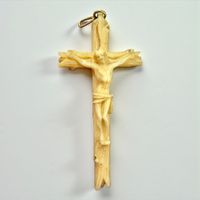 Crucifix ancien, délicatement sculpté, avec bélière or 22K