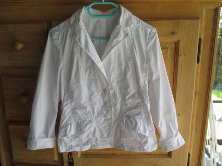 Jacke/Blazer, weiss, gekrauster Stoff, Gr. 36/38