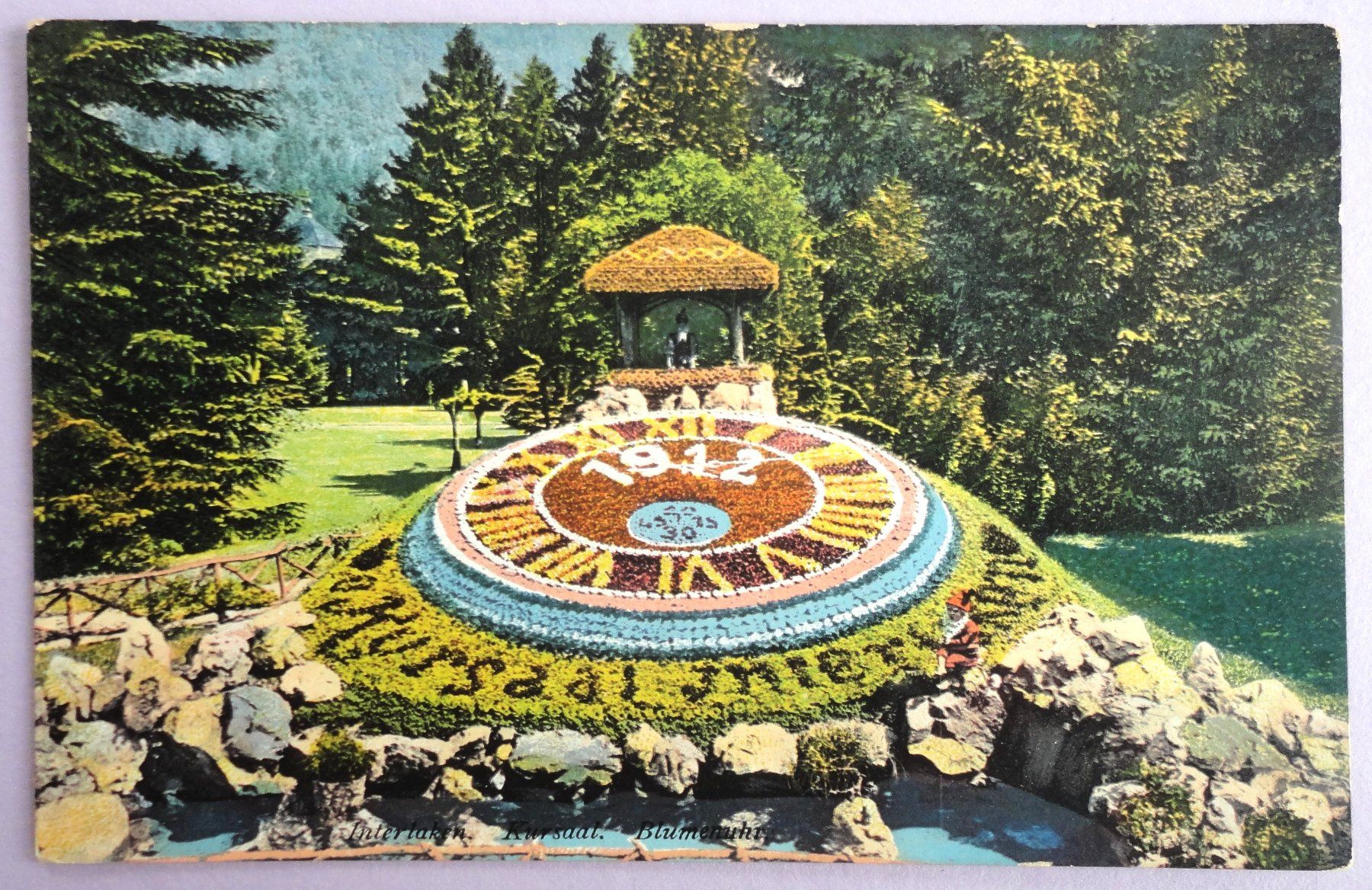 Cartoline postali: Interlaken, Kursaal, Blumenhur – Usato da Fétigny venduto da Billy2miny