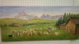Kurti "Schafe auf der Weide" Oelgemälde