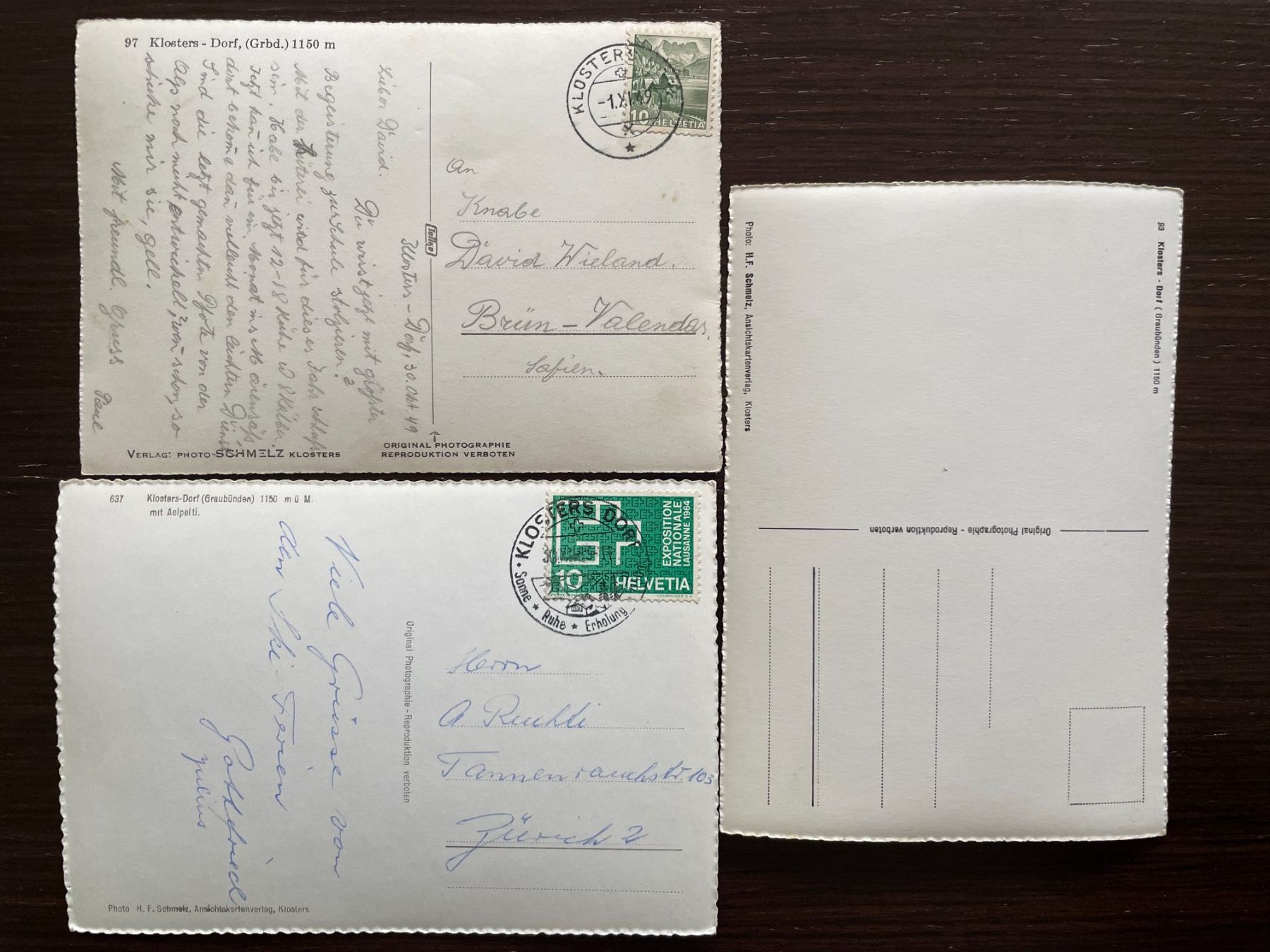 Cartoline postali: KLOSTERS - DORF / - DÖRFLI, 11 Ansichtskarten – Usato da Wald ZH venduto da TLILEF 6