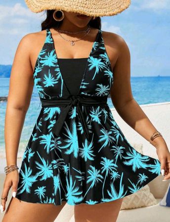 Sommer Badeanzug mit Palmenmuster Gr. 4XL - Neu & Ungetragen
