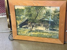 MUMPRECHT antikes Aquarell Bauernhaus, signiert