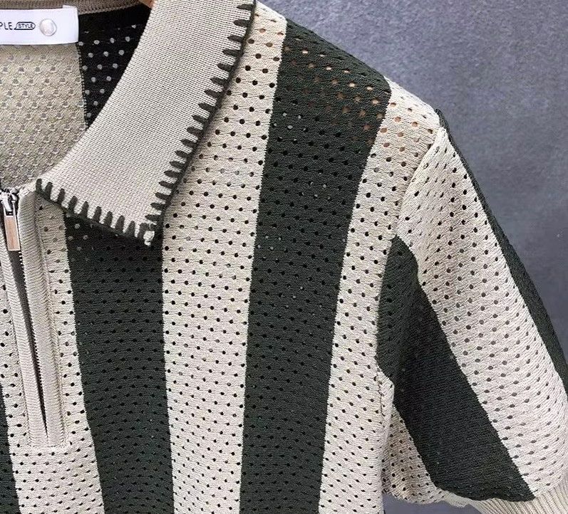 Polos: Luftiges Herren-Polo, olive längsgestreift – Neuf (Voir description) à Zürich par Heinz_023 4