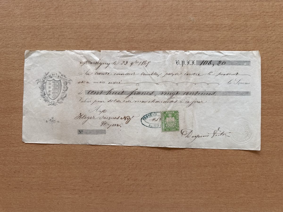 Dokumente: Facture Valais Martigny – Gebraucht aus GRAND - LANCY von petitpain67
