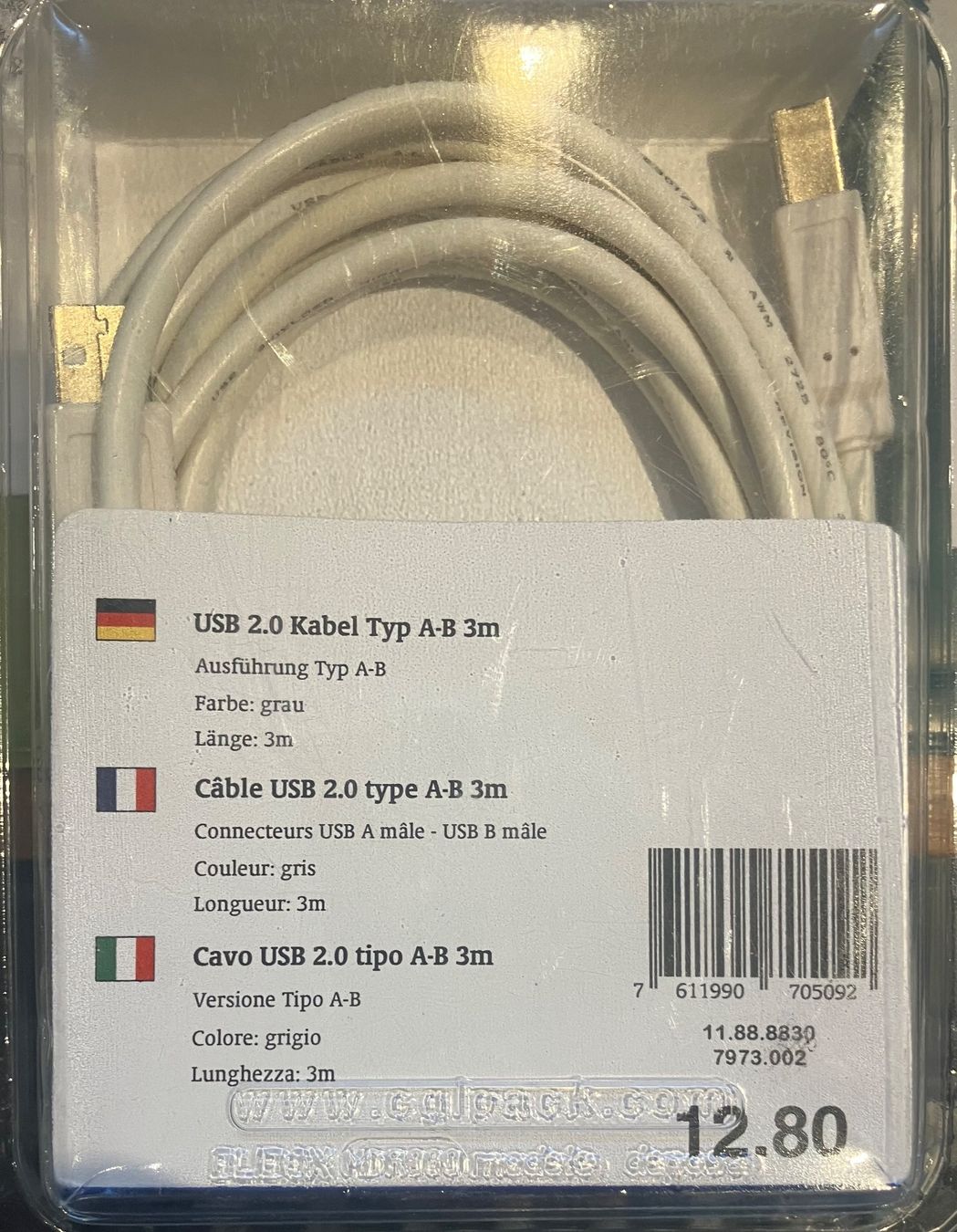 Cavi: USB 2.0 Kabel Typ A-B 3m – Nuovo e nell'imballaggio originale da Wädenswil venduto da Messervice