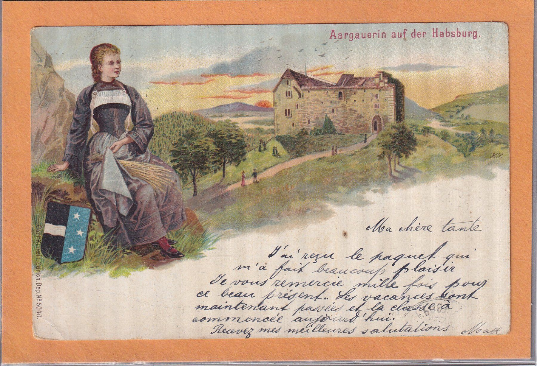Cartoline postali: Aargauerin auf der Habsburg - 1903 – Usato da Orvin venduto da Pyaeschli