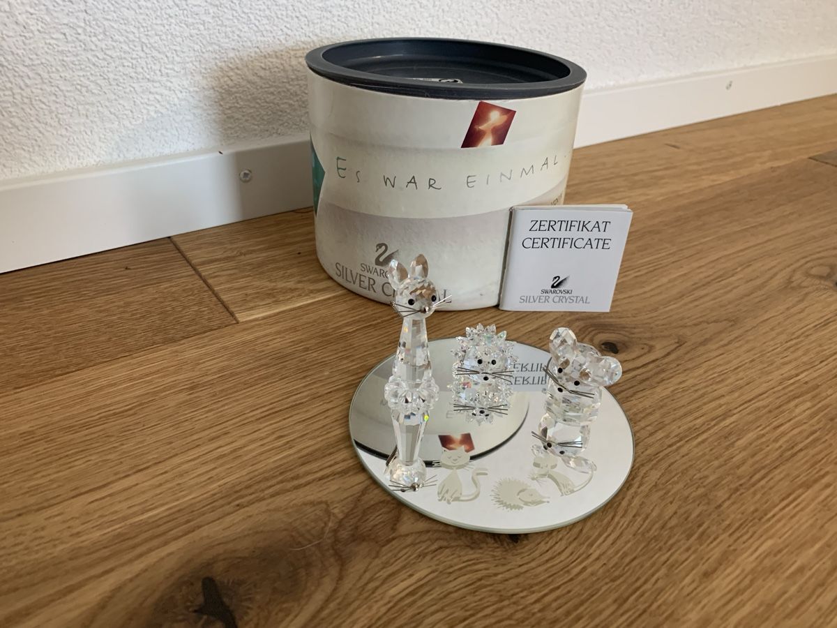 Swarovski Figuren: Swarovski 3er Set Katze, Maus, Igel mit Spiegel – Neu (gemäss Beschreibung) aus Breitenbach von tinkerbell25