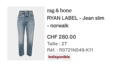 Jean femme Rag & Bone Ryan Label 27