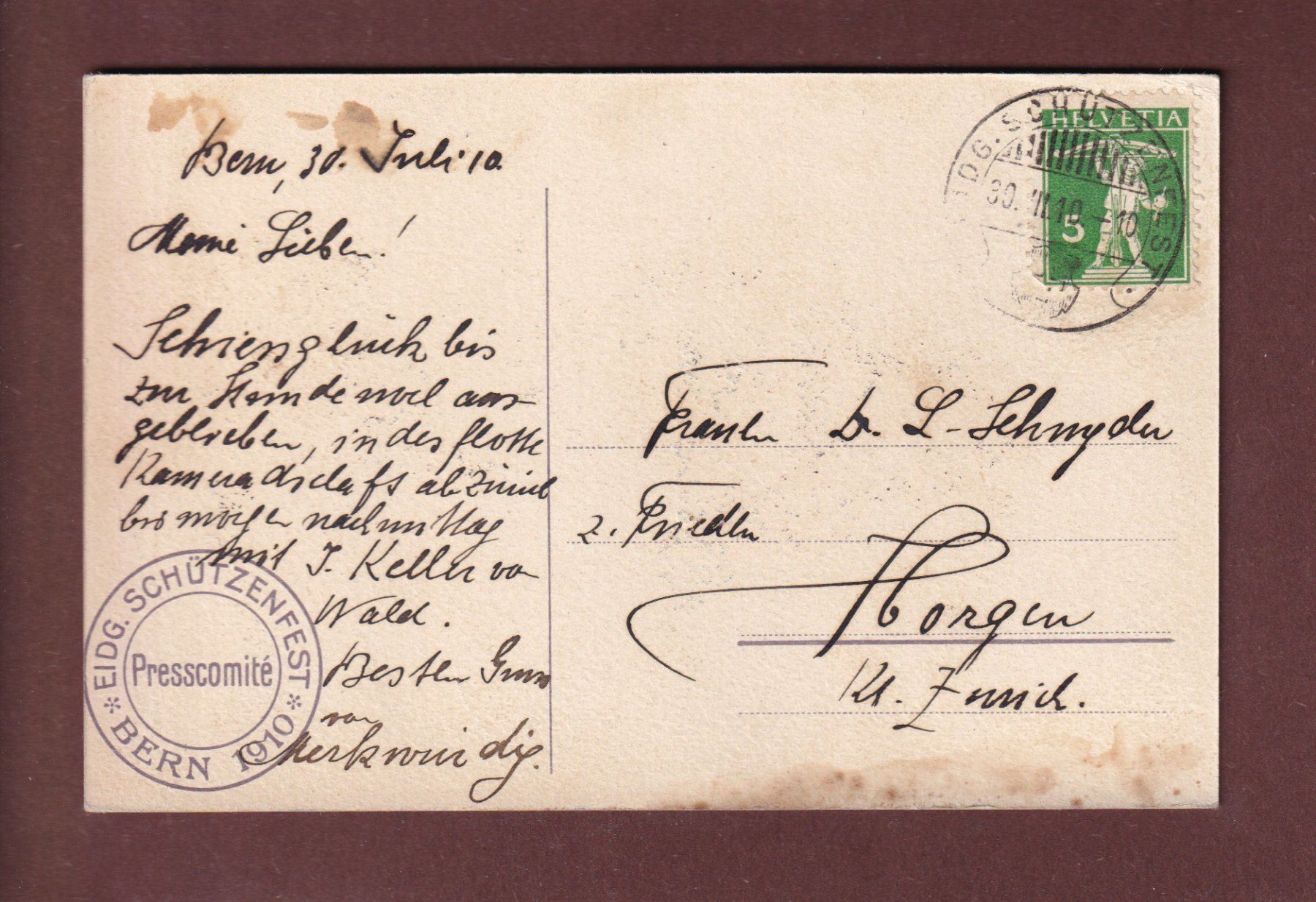 Cartoline postali: BERN - Schützenfest 1910 – Usato da Pully venduto da nicecards-shop 1