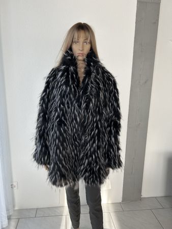 Black & White Faux Fur Coat, Winter Essential! Stylish!