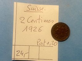 SUISSE : 2 CENTIMES 1926