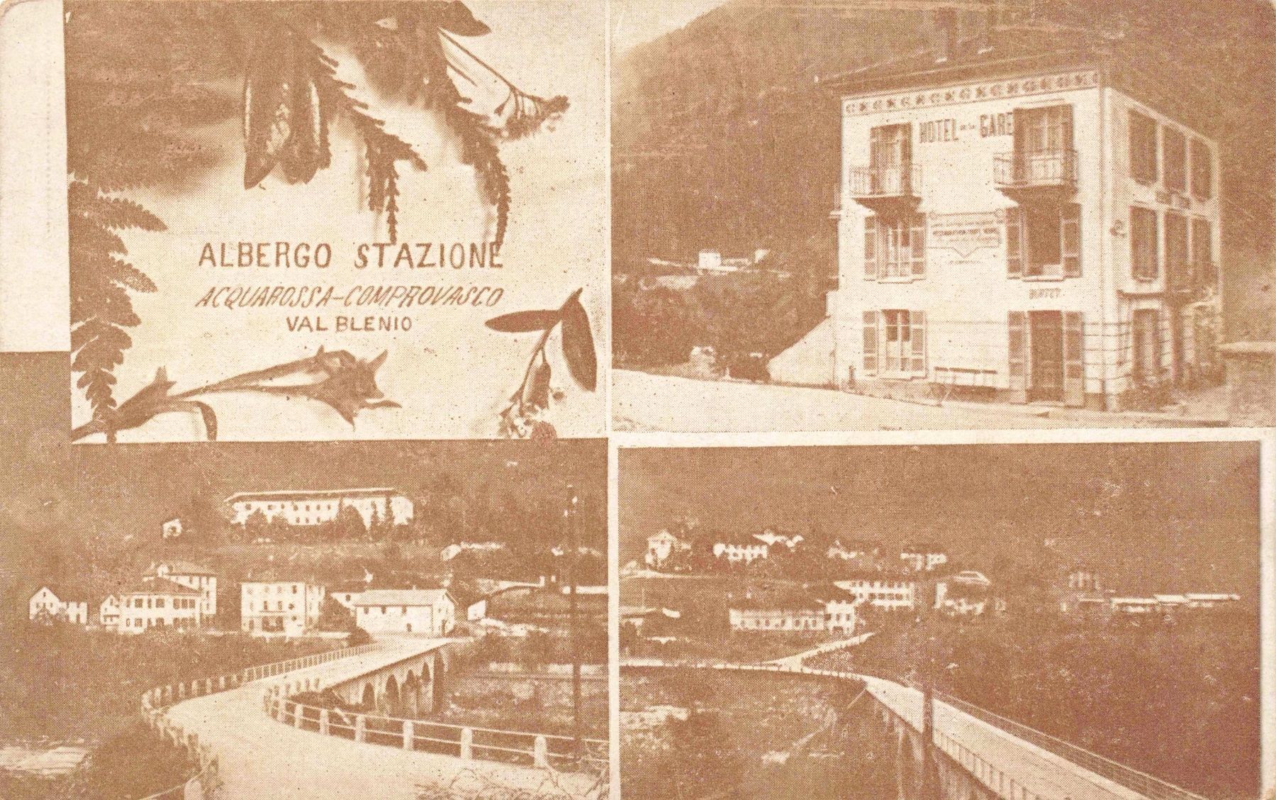 Cartoline postali: Acquarossa Comprovasco Blenio Albergo Bahnhof – Usato da Biasca venduto da Blenio71