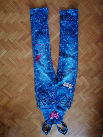 Desigual Overall Jeans Blue Girl Size 158/164 Heart Print