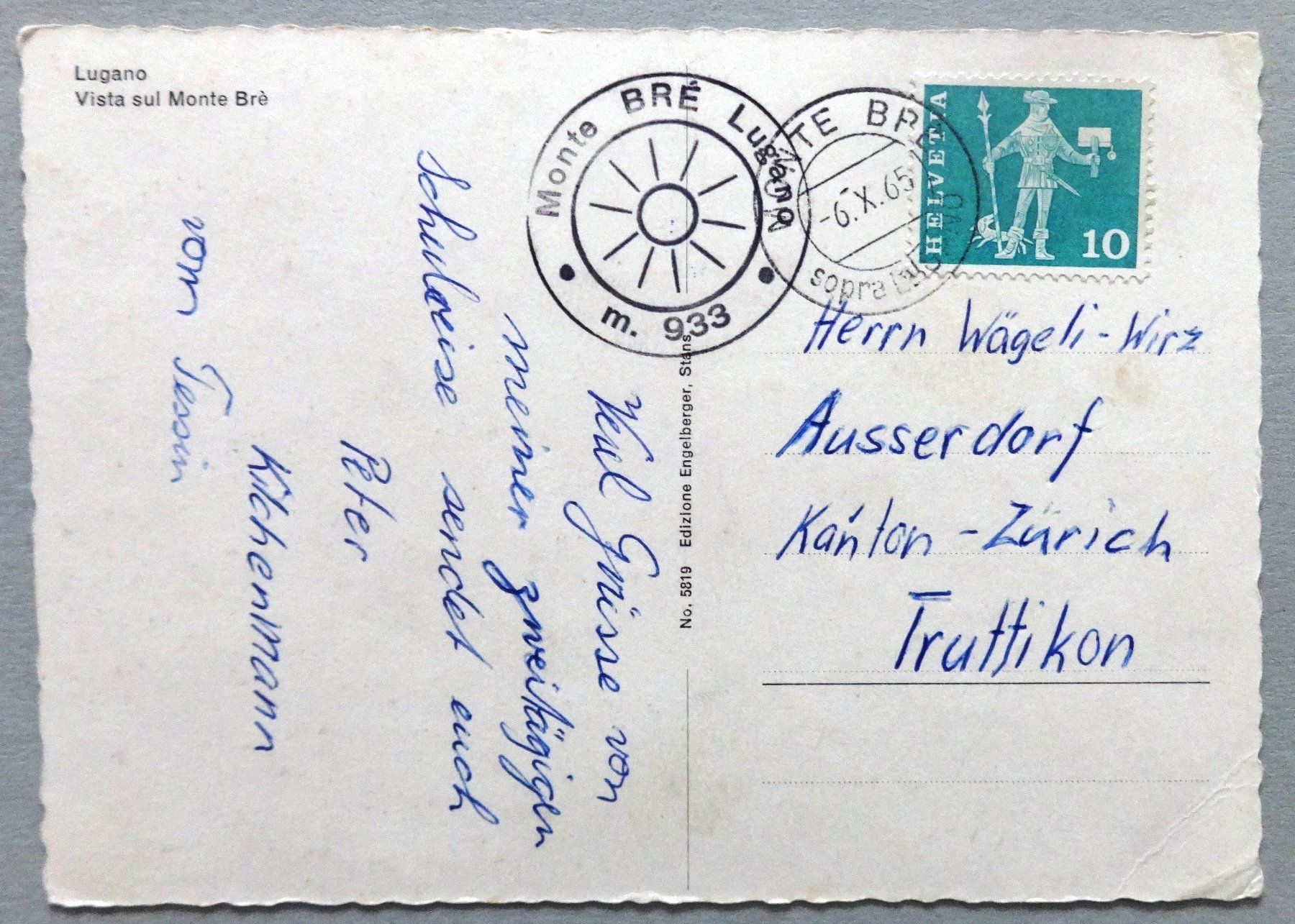 Cartoline postali: Lugano, Vista sul Monte Brè – Difettoso da Fétigny venduto da Billy2miny 1