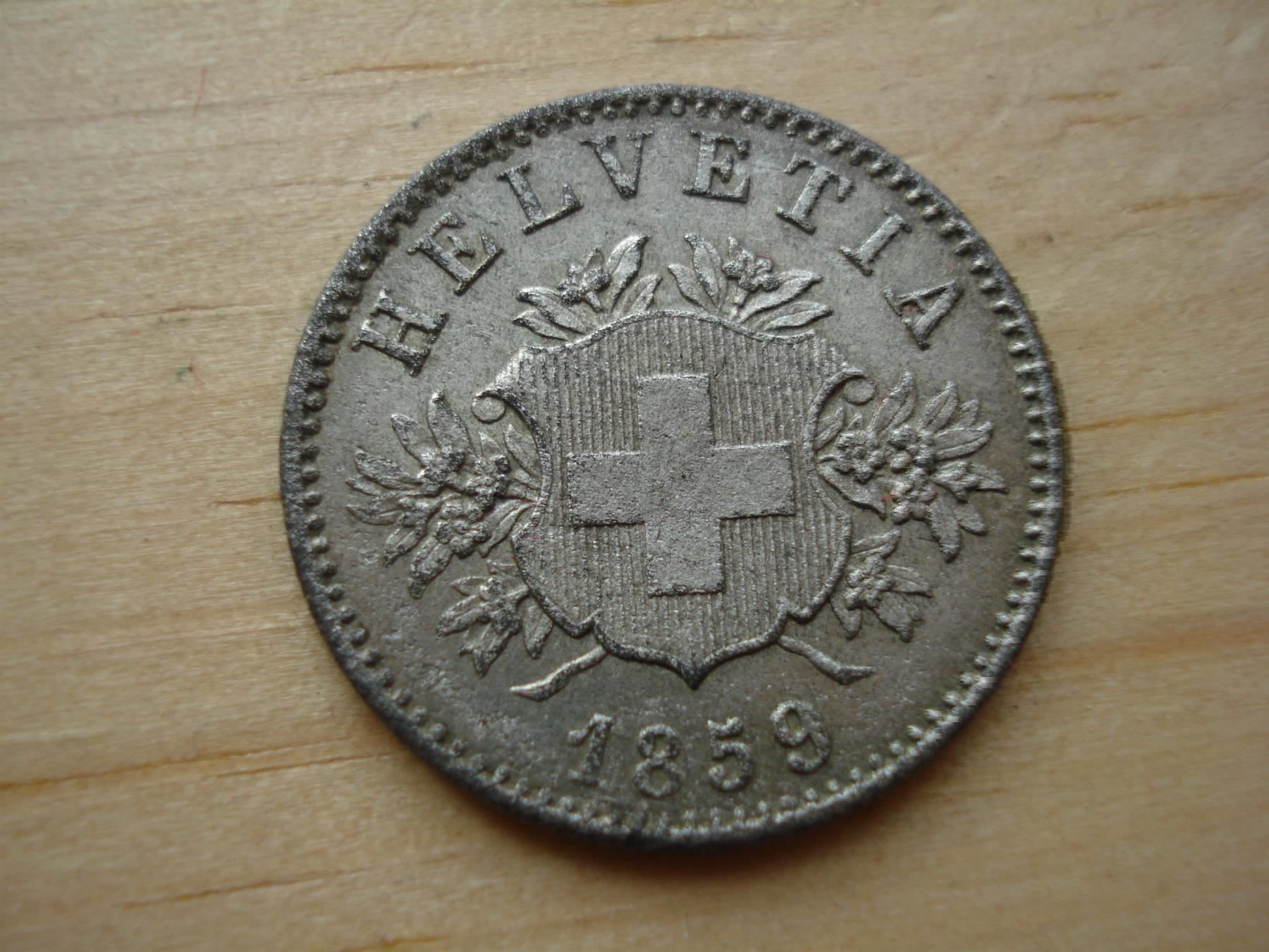 Tutti le monete: (A11)  20 Rappen 1859  UNZ- – Usato da Erlach venduto da Net-Coins