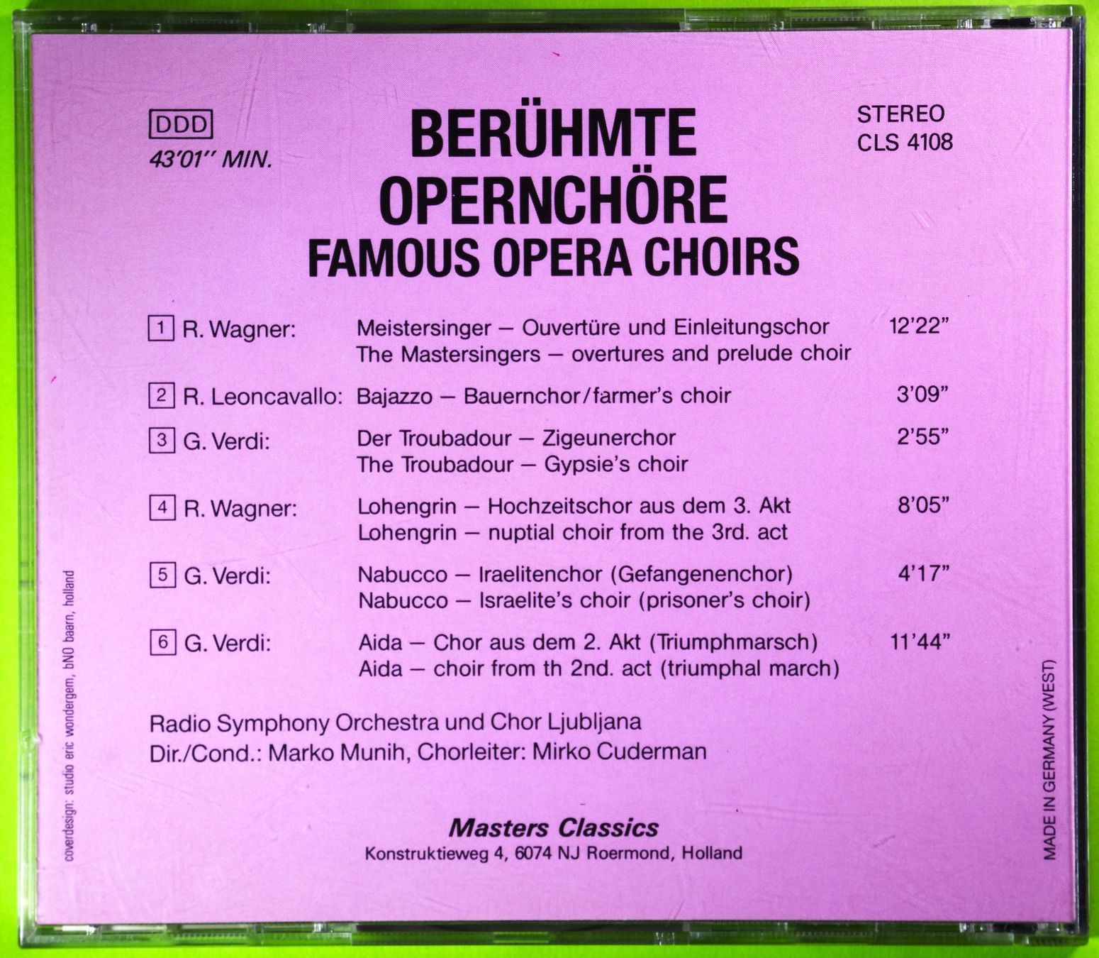 CD: BERÜHMTE OPERNCHÖRE / MASTERS CLASSIC ! – Nuovo (secondo la descrizione) da Luzern venduto da piro12 1