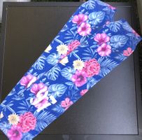 Onesize Socken/Stülpen mit Blumenmuster blau neu