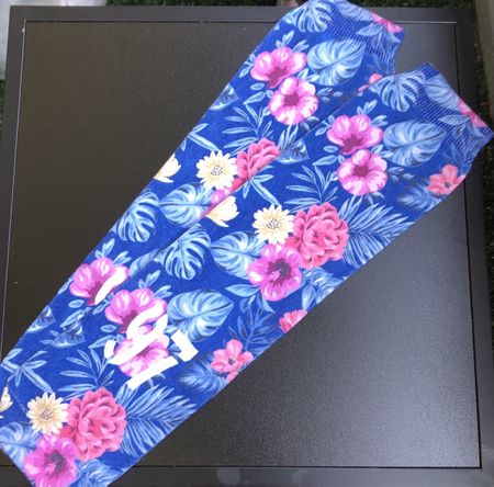 Onesize Socken/Stülpen mit Blumenmuster blau neu