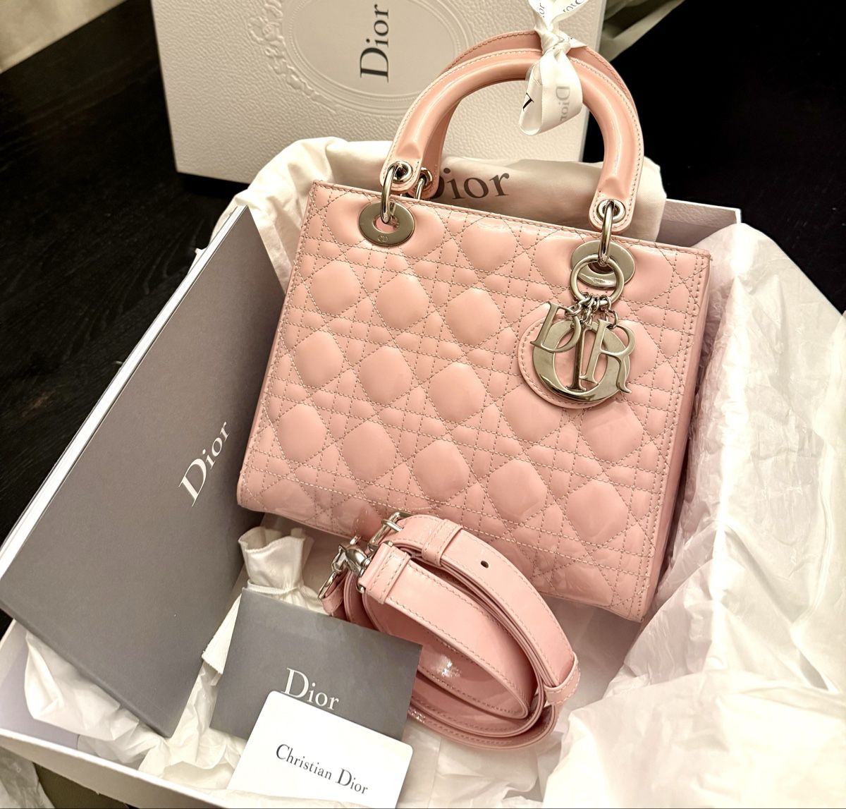 Dior Borse: Authentic Lady Dior Bag, Silver/HW,  Pale Pink. – Nuovo (secondo la descrizione) da Baar venduto da the_6lkj 5