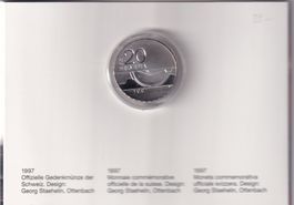 1997 20 Franken Münze Polierte Platte mit Set