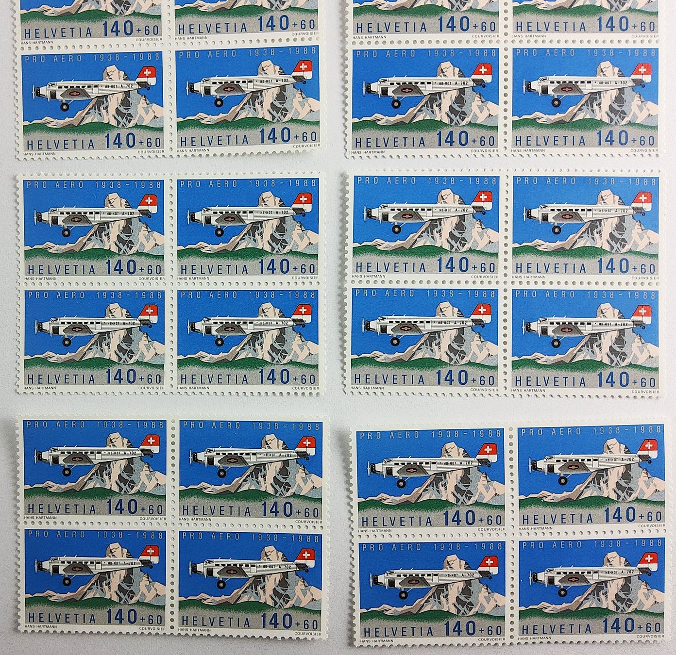 Tutti i francobolli: PRO AERO 1988 Lot - 4er Blocks und Einzelmarken - POSTFRISCH – Nuovo (secondo la descrizione) da Zug venduto da Aeschroot 1