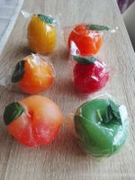 Bougies décoratives en forme de fruits, lot de 6, neuf!