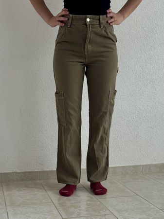 H&M khaki Carpenter Trousers, High Waisted Size EUR 36