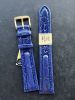 Croco polo veritable Uhrenarmband aus blauem Kroko-Leder, ne