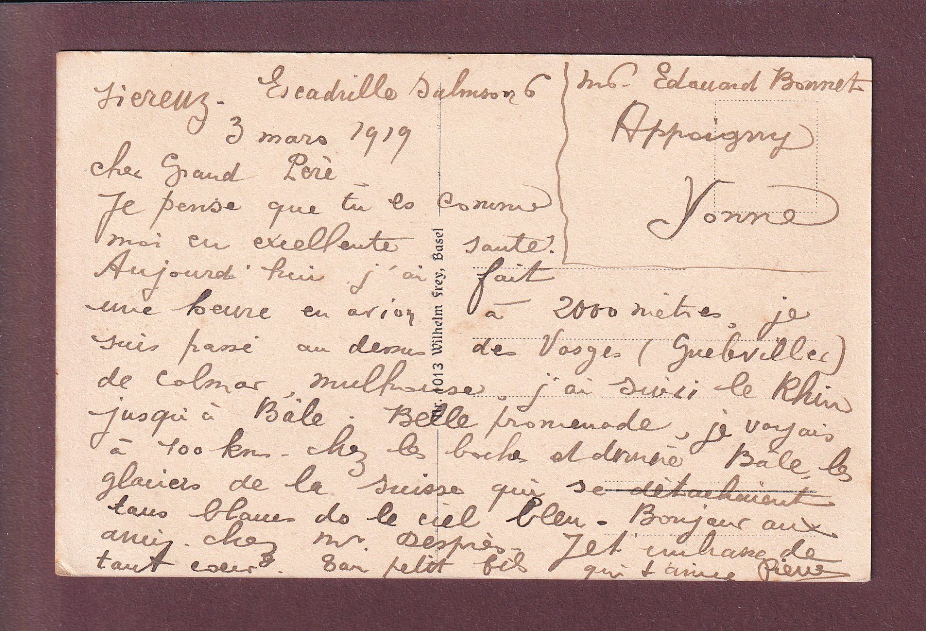 Cartoline postali: BASEL - Mittlere Rheinbrücke - 1919 – Usato da Pully venduto da nicecards 1