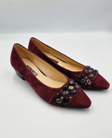 Elegante Gabor Samt Pumps bordeauxrot, Grösse 37.5, neu