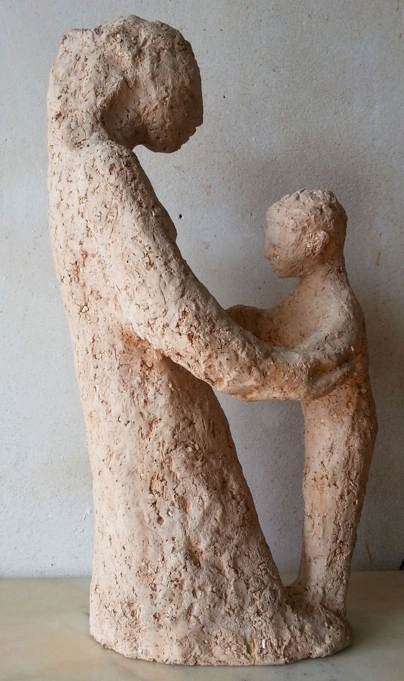 Skulpturen & Statuen: Mutter und Kind, Terracotta, signiert, H = 37 cm – Gebraucht aus Oberriet SG von ganesh435 3