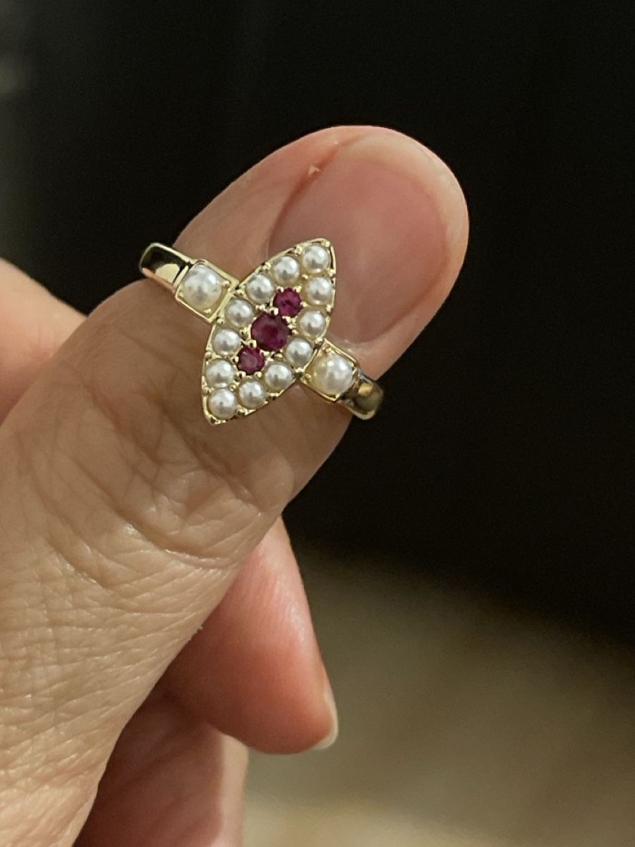 Ringe: Bague plaquée or jaune perles /rubis   58 neuve  – Neu (gemäss Beschreibung) aus Kloten von Vermicelles 3
