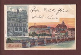 BASEL - Alte Rheinbrücke - K. Dussault - 1898