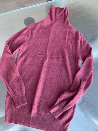 Rollkragenpullover bordeauxrot, Gr. XS, 100% Kaschmir