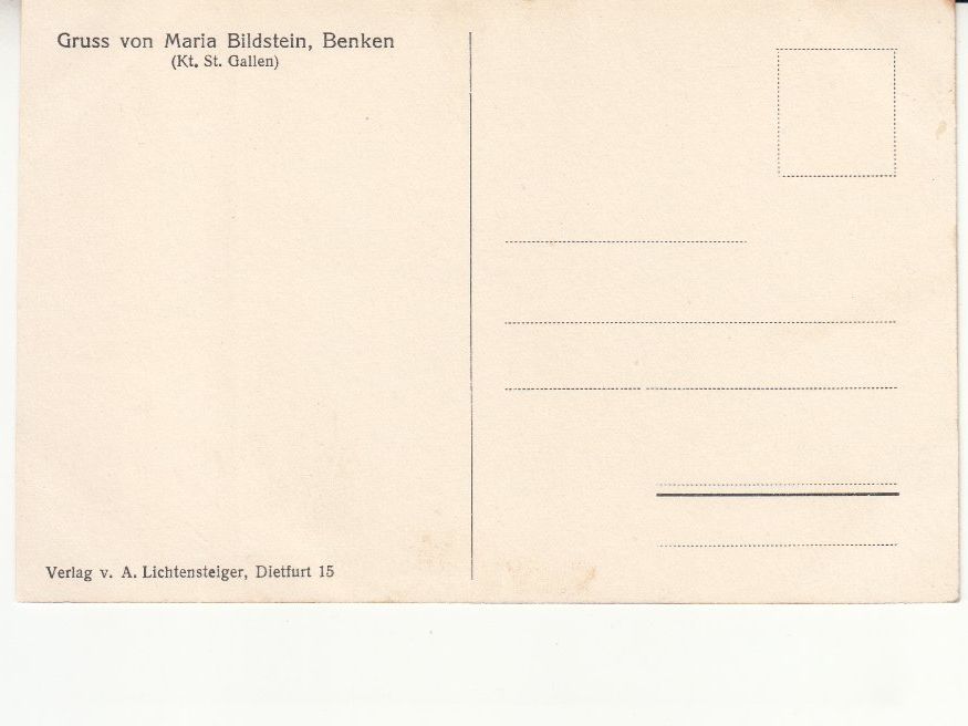 Cartoline postali: Benken Maria Bildstein ca. 1910 – Usato da Bürglen TG venduto da StampGraf 1