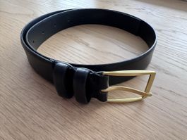 COS leather belt, black wth golden hardware, size S