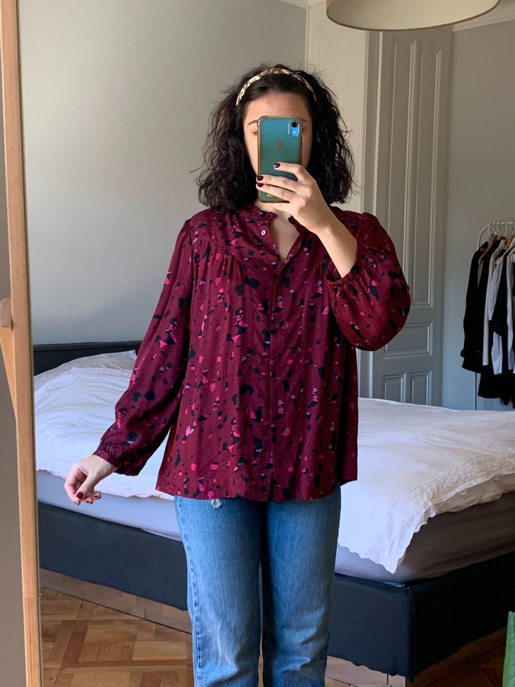 Ba&Sh Camicette: Blouse ba&sh imprimé terrazzo bordeaux – Usato da Geneve venduto da Salomevergne 3