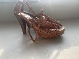 Sommer Sandalen aus echtem Leder, braun, Grösse 38