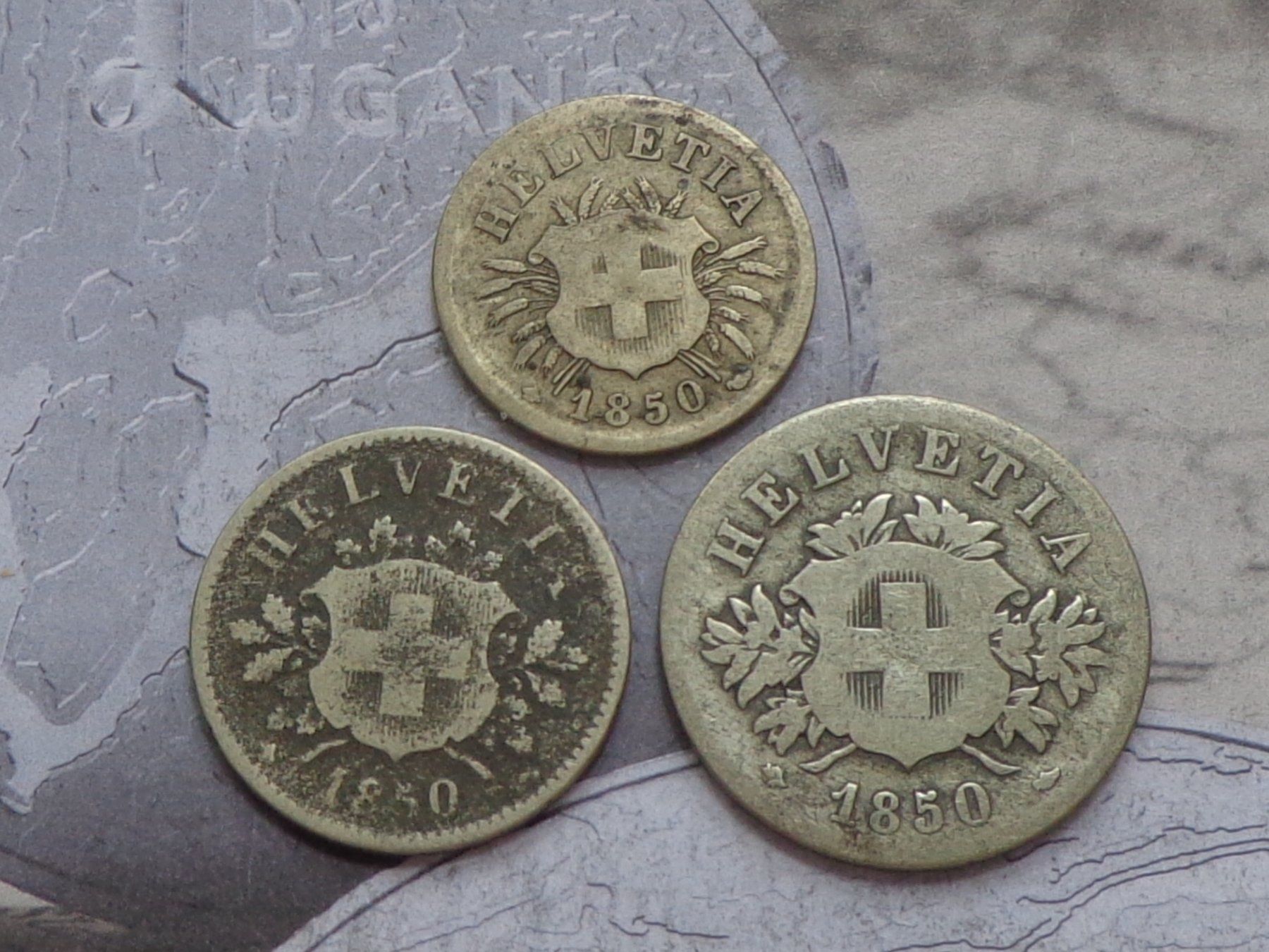 Tutti le monete: 5 cts, 10 cts, 20 cts 1850 - Billion – Usato da Pully venduto da UCA01