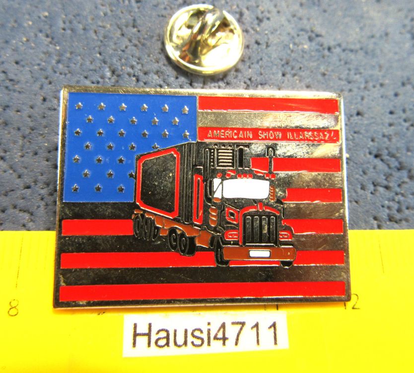 PIN USA TRUCK AUF USA-FLAGGE SATTELSCHLEPPER 35X25mm silbrig | Kaufen ...