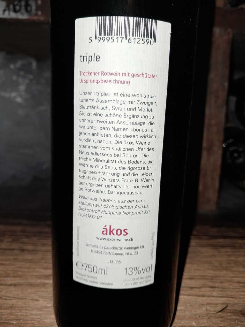 Vino: Ákos Triple de Sopron 2011 – Nuovo e nell'imballaggio originale da Le locle venduto da juliensaran 3
