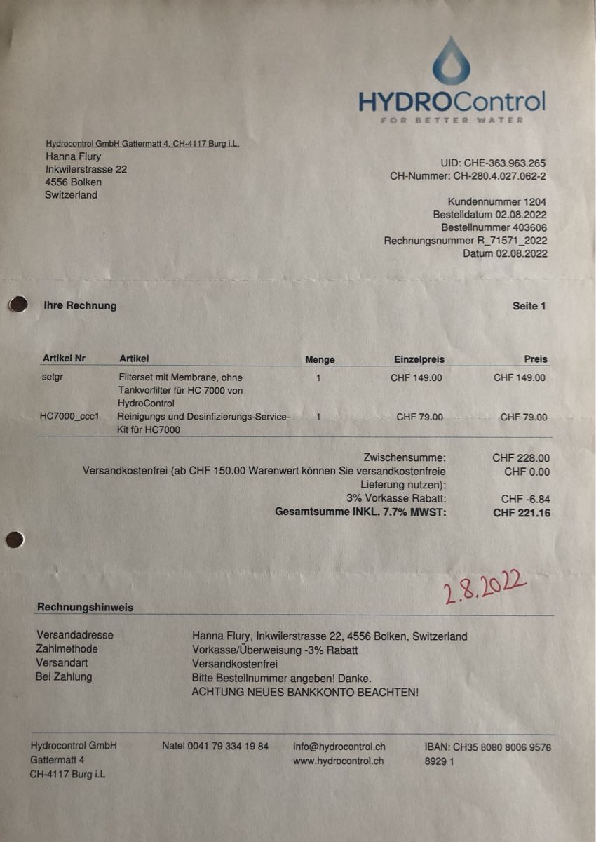 Filtri: HYDROControl HC7000 – Usato da Bolken venduto da Spinnwebereien 7